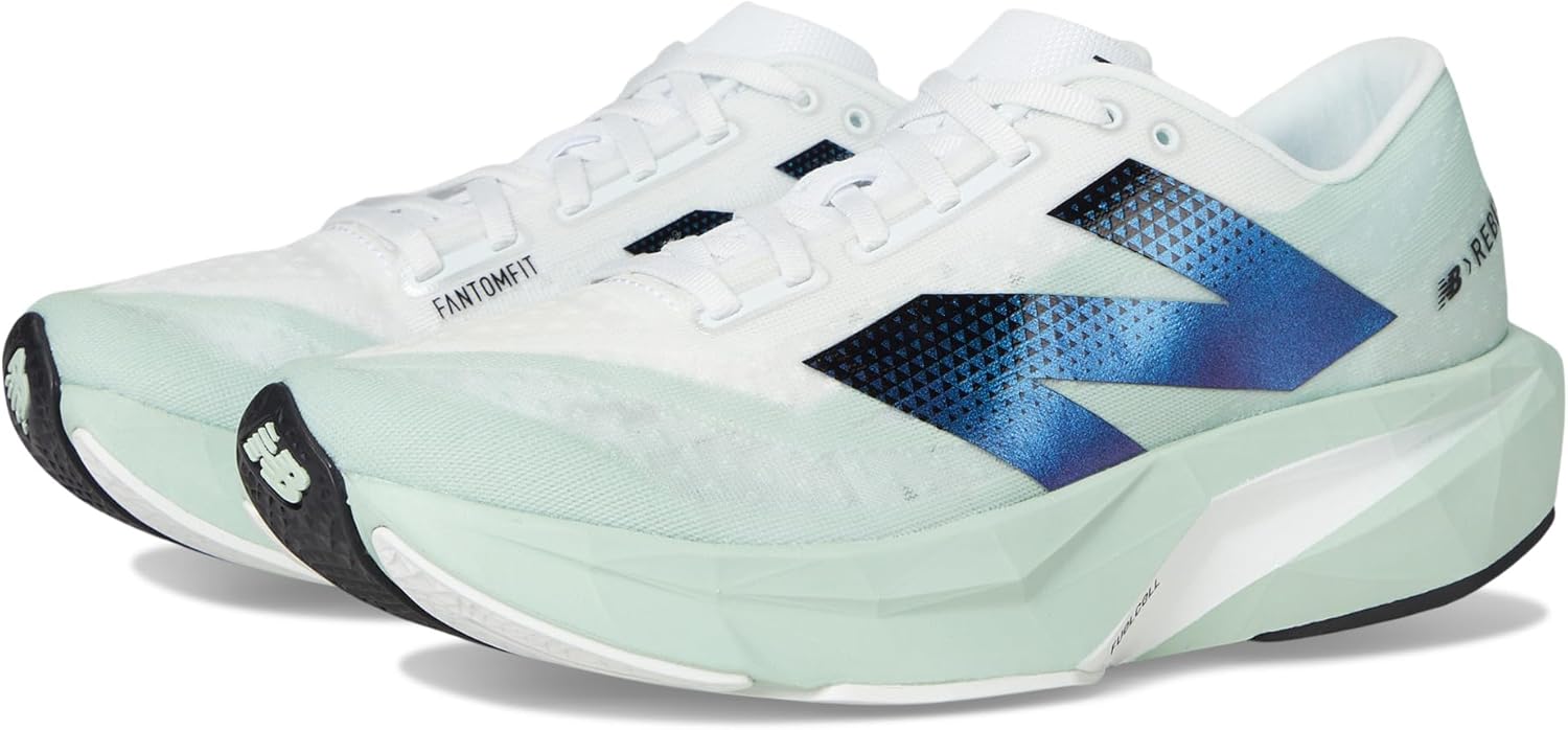 New Balance FuelCell Rebel V4 Tênis de corrida masculino, Cinza de argila/branco/preto, 41